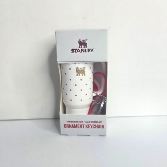 Stanley Tumbler Candy Cane Strawberry Polka Dot Ornament Keychain Set of 3 - NEW - Picture 3 of 11